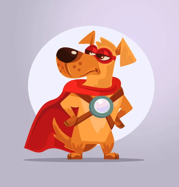 Personagem de super-herói cão em máscara. Ilustração de desenho animado plano vetorial — Vetor de Stock