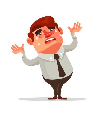 İşadamı işçisi karakter office ağlıyor. Finansal kriz. Vektör düz çizgi film illüstrasyon