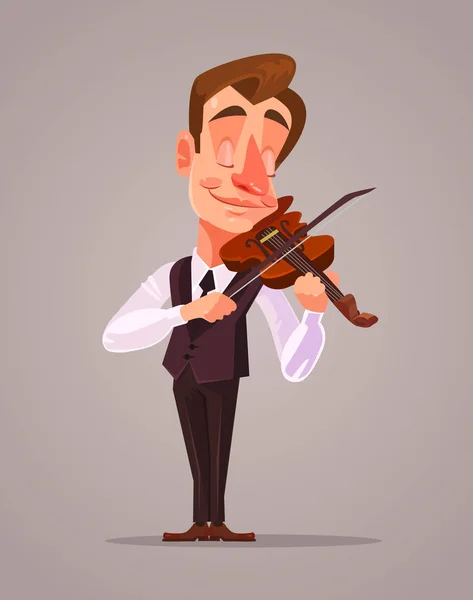 ヴァイオリニストの男文字音楽を演奏します。ベクトル フラット漫画イラスト — ストックベクタ