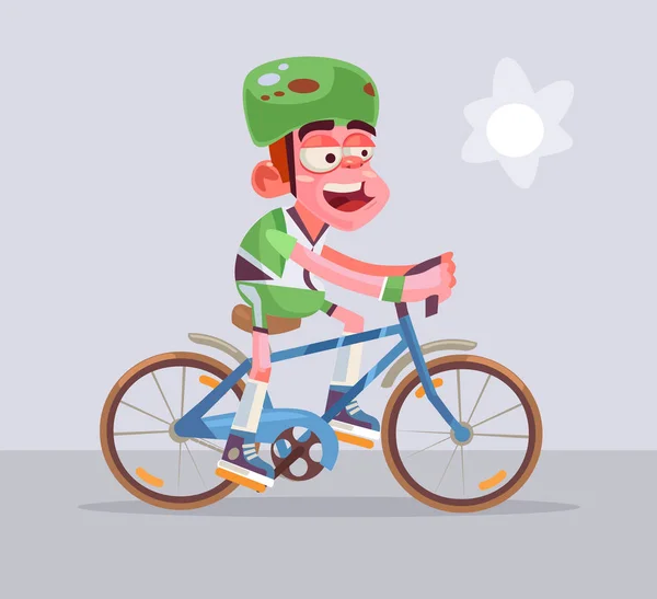 Fietser man karakter rijdt. Vectorillustratie platte cartoon — Stockvector