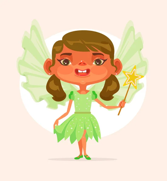 Little girl kind karakter in prinses kostuum. Vectorillustratie platte cartoon — Stockvector