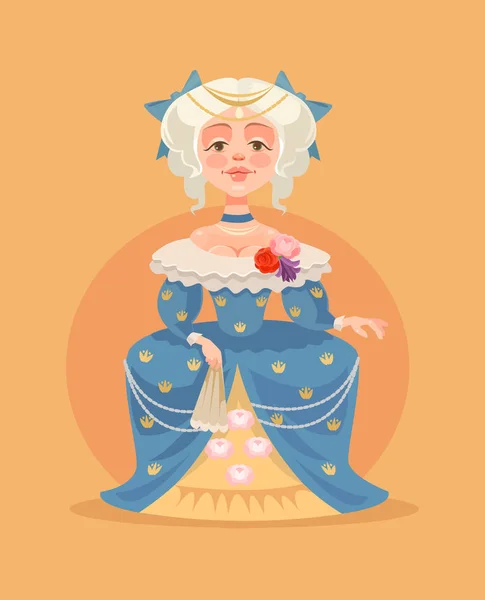 Koningin vrouw teken. Vectorillustratie platte cartoon — Stockvector