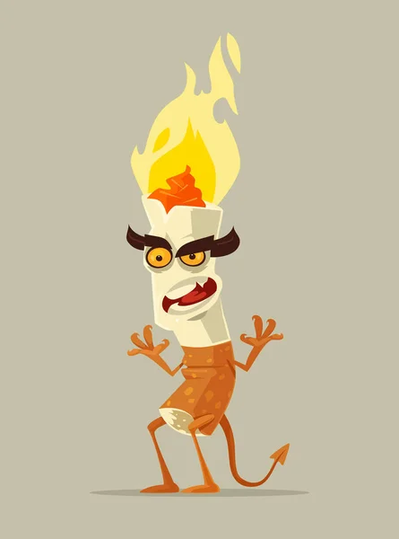 Carácter de cigarrillo diablo enojado. Vector plano ilustración de dibujos animados — Vector de stock