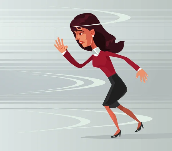 Сильная храбрая деловая женщина-офисный работник идет против ветра. Векторная плоская иллюстрация — стоковый вектор