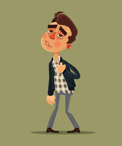 Un joven tiene un ataque al corazón. Vector plano ilustración de dibujos animados — Vector de stock