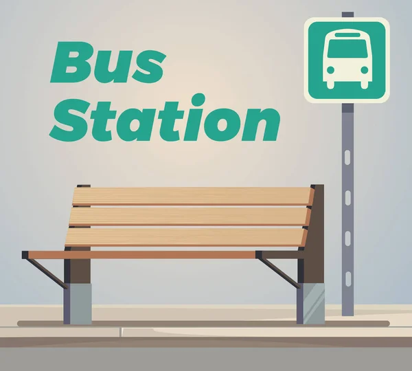 Station de bus vide. Illustration vectorielle de dessin animé plat — Image vectorielle