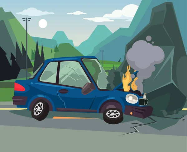 Auto-ongeluk. Vectorillustratie platte cartoon — Stockvector