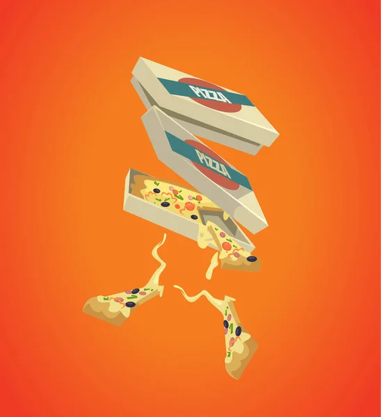 Pizza de comida rápida. Vector plano ilustración de dibujos animados — Vector de stock