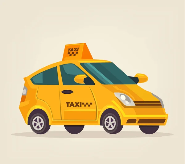 Sárga elszigetelt taxi taxi autó ikon. Vektor lapos rajzfilm illusztráció — Stock Vector