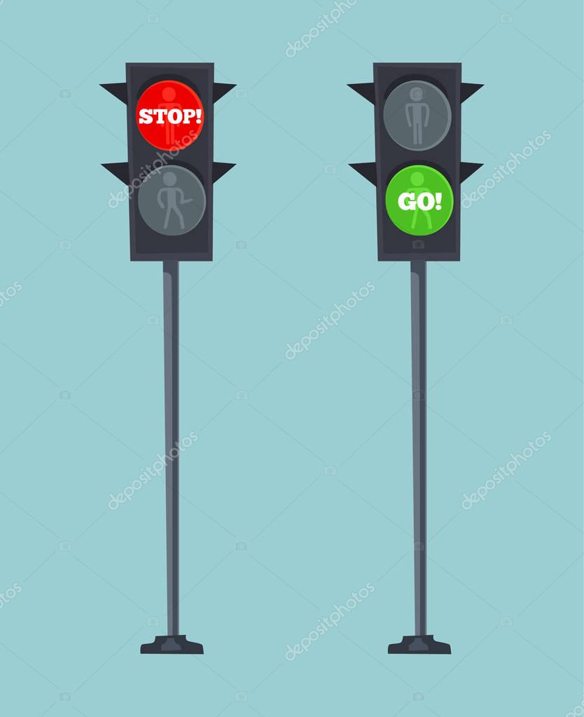 Semáforo parada rojo y va verde de la muestra. Ilustración ...