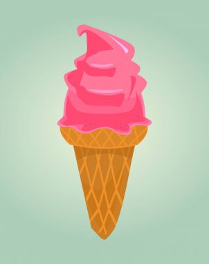 Pembe izole dondurma simgesi. Vektör düz çizgi film illüstrasyon