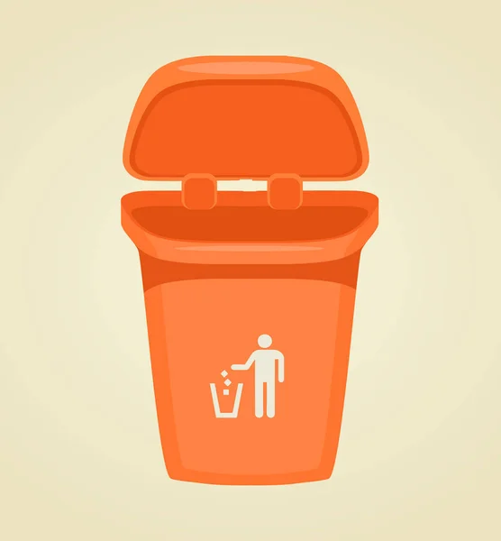 Vector trash bin isolated icon. Vector flat cartoon illustration — Stock Vector