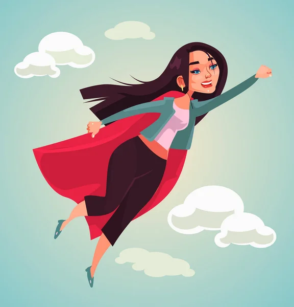 Super mujer personaje volando. Vector plano ilustración de dibujos animados — Archivo Imágenes Vectoriales