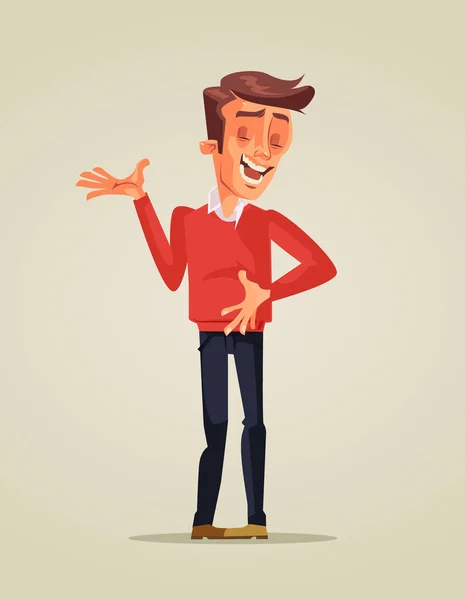 Feliz hombre sonriente personaje riendo broma. Vector plano ilustración de dibujos animados — Archivo Imágenes Vectoriales