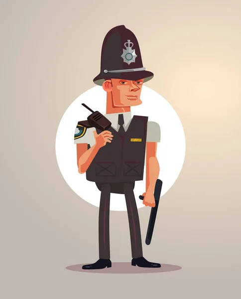 British London policeman character. Vector flat cartoon illustration — Stock Vector