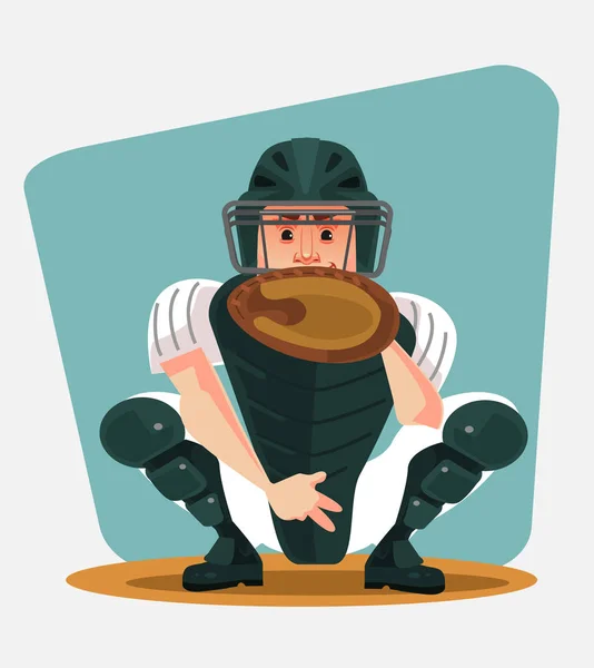 Personaje jugador de béisbol. Dibujos animados vectoriales ilustración — Vector de stock