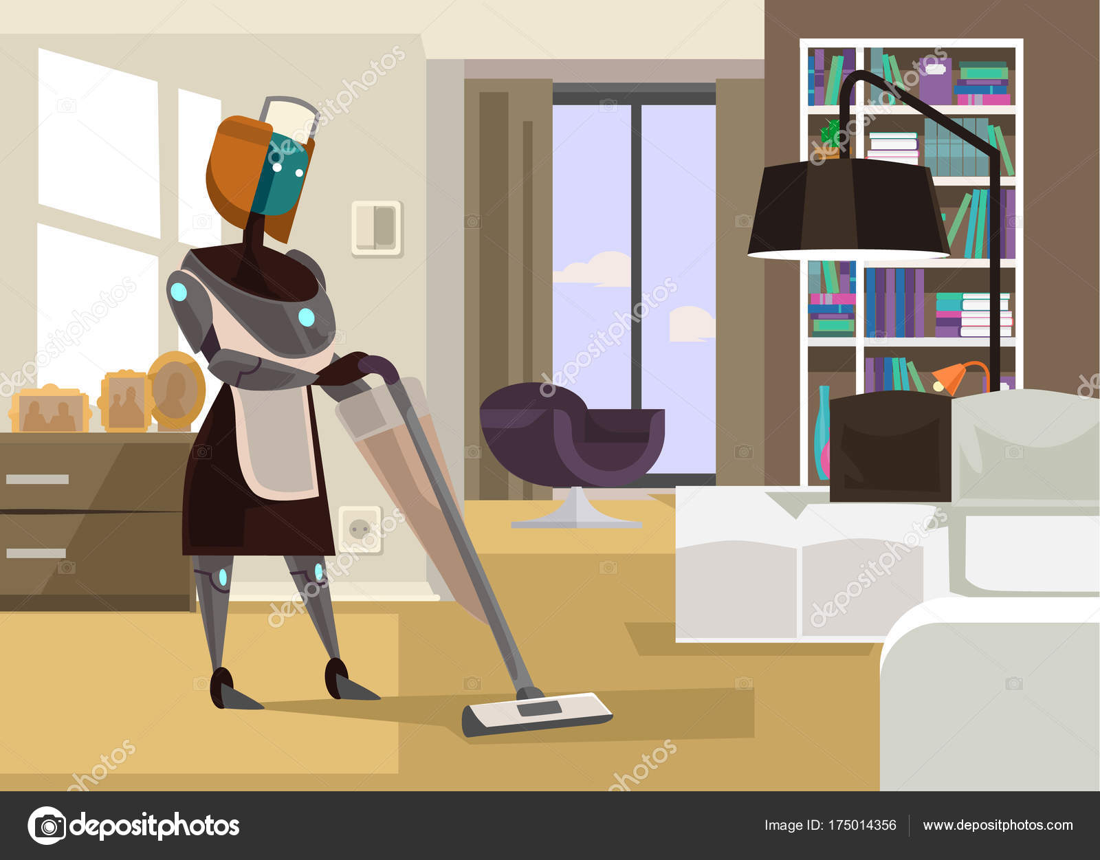 Housewife Robot Cleaning House Vector Flat Cartoon Illustration Stock Vector Image by ©prettyvectors #175014356 Housewife Robot Cleaning House Vector Flat Cartoon Illustration Stock Vector Image by ©prettyvectors #175014356