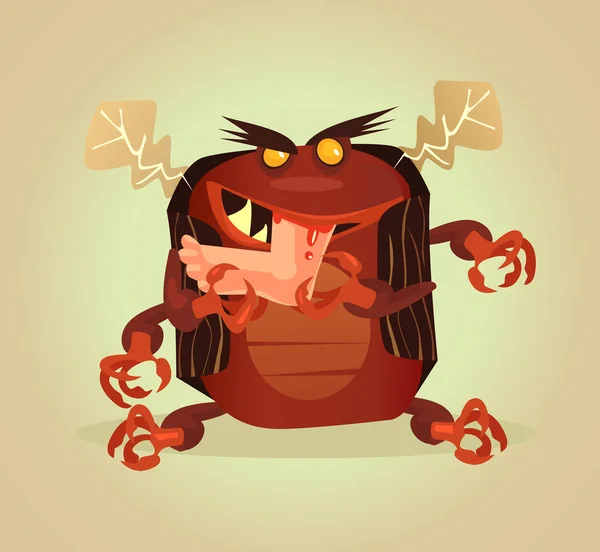 Käferparasit Frisst Menschliches Fleisch Vektor Flache Cartoon Illustration — Stockvektor
