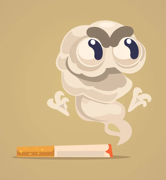Personaggio Mostro Sigaretta Illustrazione Piatta Vettoriale — Vettoriale Stock