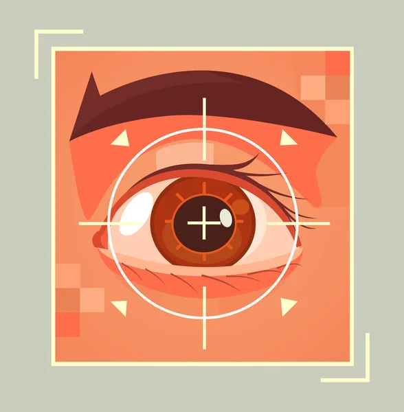 Сканирование Сетчатки Глаза Векторная Плоская Иллюстрация — стоковый вектор