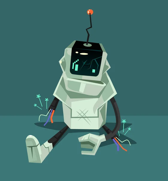 Gebroken Robot Karakter Fout Webpagina Concept Vectorillustratie Platte Cartoon — Stockvector