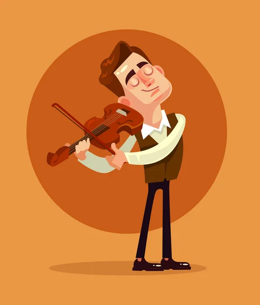 Violinista Tocar Ilustração Desenho Animado Plano Vetorial — Vetor de Stock