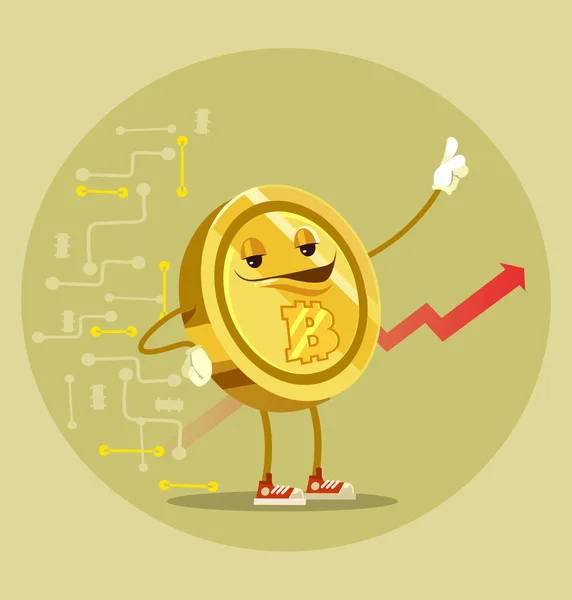 Bitcoin Caractère Isolé Illustration Vectorielle Dessin Animé Plat — Image vectorielle