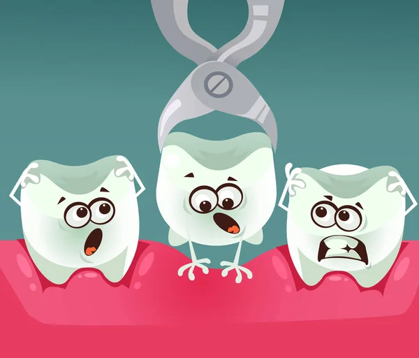 Удаление Зубов Стоматологическая Концепция Стоматологии Векторная Плоская Иллюстрация — стоковый вектор