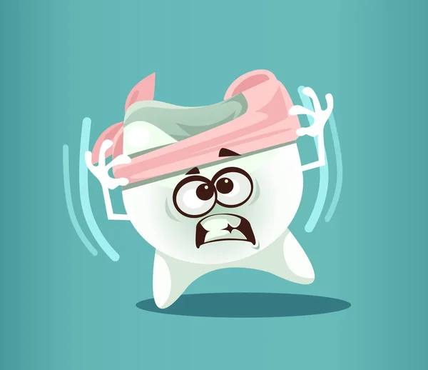 Больно Сломанный Разрушающий Зуб Персонажа Имеют Зубную Боль Стоматологическая Медицинская — стоковый вектор