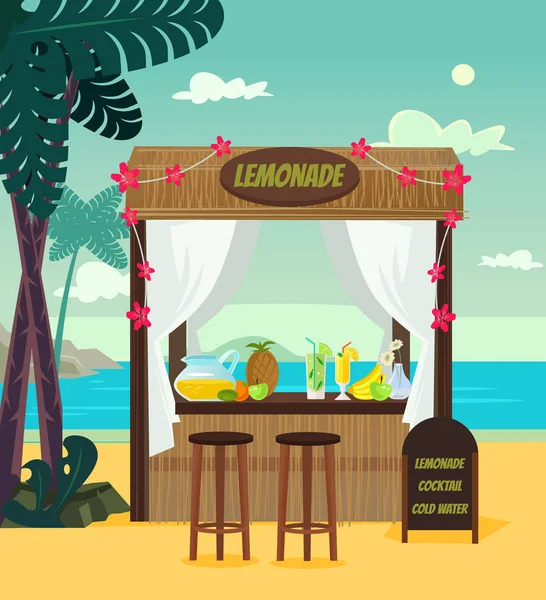Marknaden Lagra Försäljning Lemonad Beach Sea Resort Sommartid Semester Semester — Stock vektor