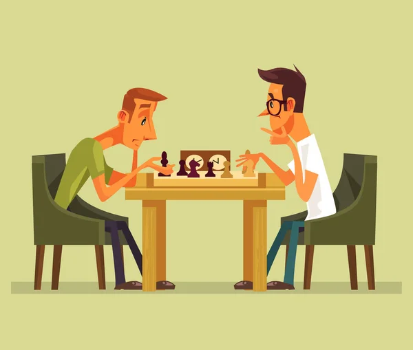 Düşünme Akıllı Oyuncular Karakter Satranç Oynuyor Dostum Strateji Oyunu Şah — Stok Vektör