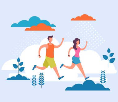 Sportif atletizm insanları canlandırır. Karakterler konsepti yönetir. Vektör düz grafik tasarım çizgi film illüstrasyonu