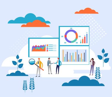 İş aramaları, ekip çalışması konsepti. Vektör düz grafik tasarım çizgi film illüstrasyonu