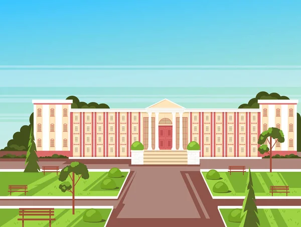 Панорамный Пейзаж Здания Университета Концепция Образования Векторная Плоская Графическая Иллюстрация — стоковый вектор
