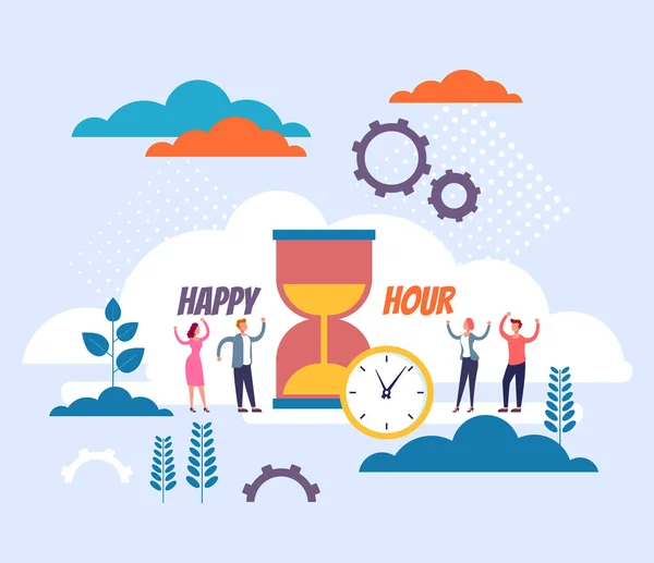 Happy Hour Koncept Izolován Vektorový Plochý Grafický Design Ilustrace — Stockový vektor