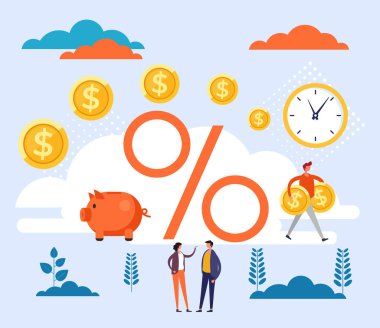 Para ticareti ekonomisi konsepti. Vektör düz çizgi film grafik tasarım çizimi