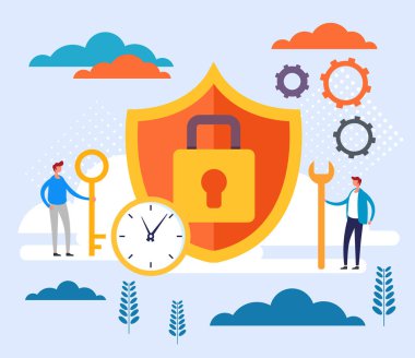 Kişisel kimlik veri koruma kavramı. Vektör düz çizgi film grafik tasarım çizimi