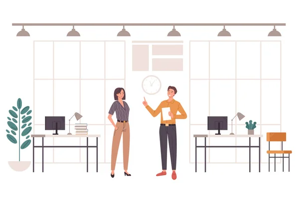 Office Life People Talking Concept Vector Flat Cartoon Graphic Design — ストックベクタ