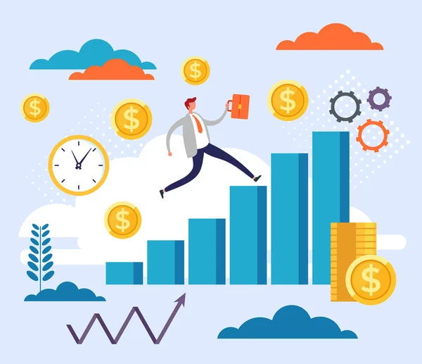 Income Growth Investment Business Concept Vector Flat Cartoon Graphic Design — 图库矢量图片