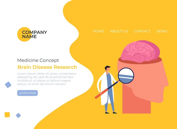 Diagnóstico Doenças Cerebrais Conceito Pesquisa Desenho Gráfico Desenho Animado Plano — Vetor de Stock