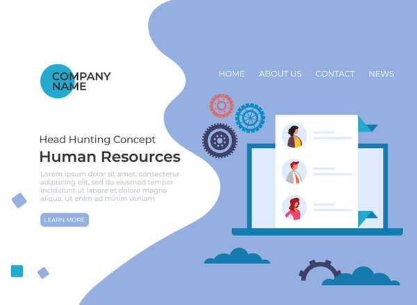 Human resources head hunting concept. Vector flat cartoon graphic design illustration