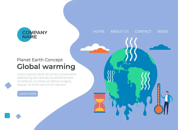 Réchauffement Climatique Problèmes Écologiques Concept Illustration Graphique Vectorielle Dessin Animé — Image vectorielle