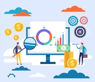 Para yönetimi iş konsepti. Vektör grafik tasarımı izole edildi