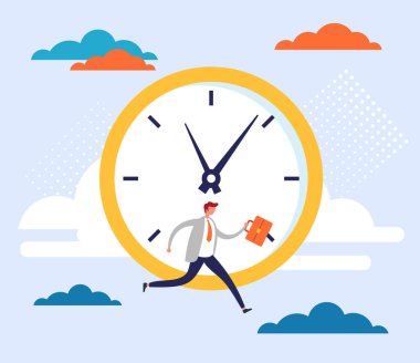 Zaman yönetimi konsepti. Vektör düz grafik tasarım çizimi