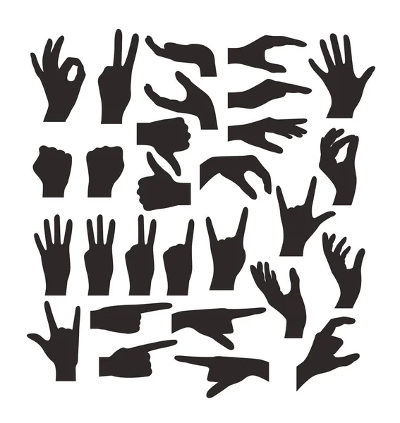 Mão Isolado Gestos Silhueta Sombra Conjunto Isolado Ilustração Design Gráfico —  Vetores de Stock