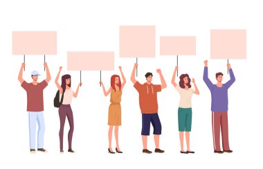 Protestocular, protestocular, protestocular, protestocular. Vektör düz grafik tasarım çizimi