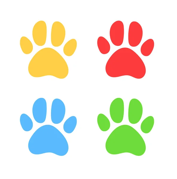动物爪子打印图标集集合 矢量平面平面设计说明 — 图库矢量图片