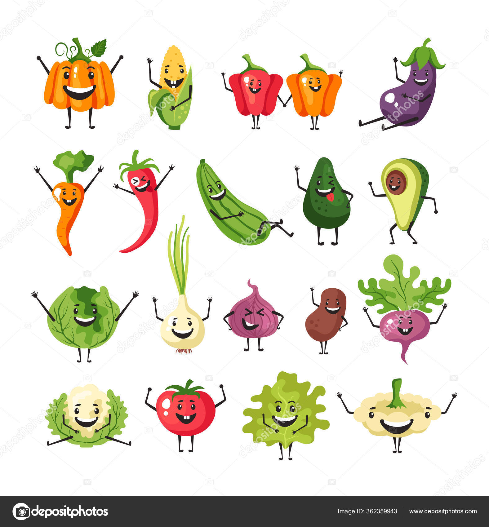 Conjunto de ilustrações vetoriais de vegetais, coleção de vegetais