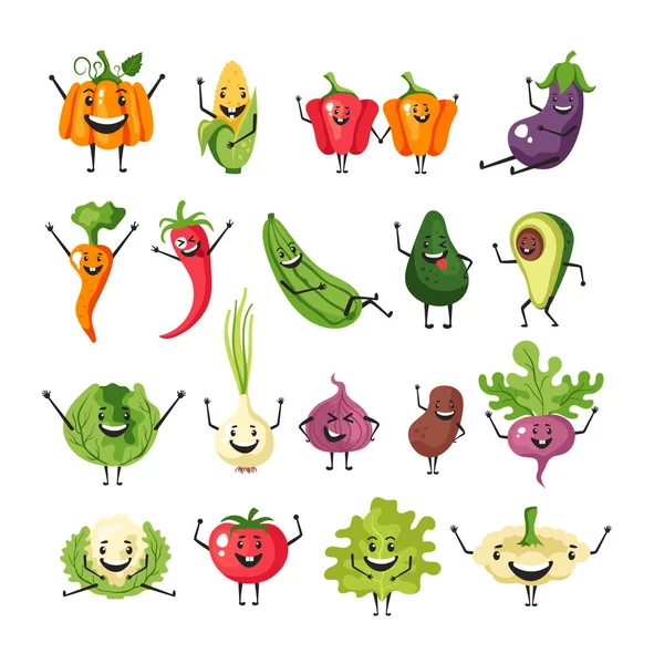 Légumes Caractère Collection Simple Ensemble Isolé Illustration Graphique Vectorielle Dessin — Image vectorielle