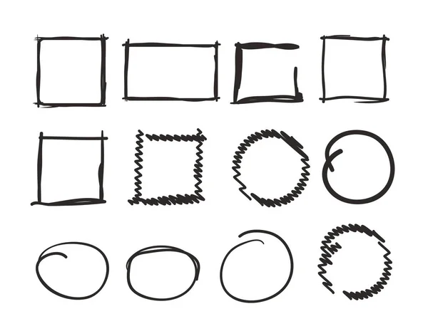 Набор Рамок Ручной Работы Векторная Плоская Иллюстрация Графического Дизайна — стоковый вектор